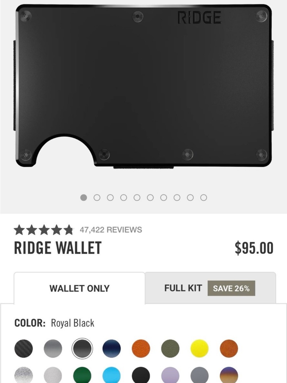 Ridge Slim RFID Blocking Wallet Money Clip - Black - Picture 6 of 7